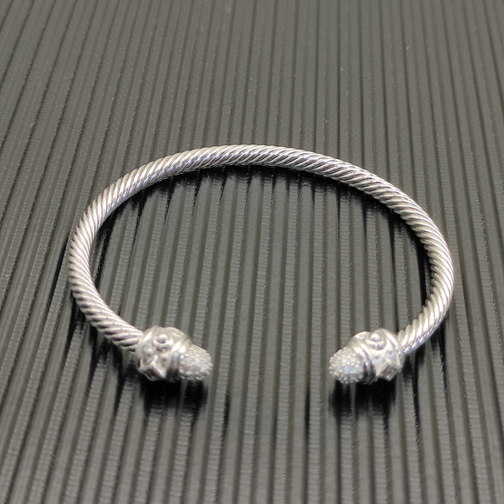 David Yurman Silver 4mm Diamond-set Diamond bracelet - Picture 5 of 6